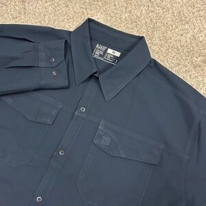 5.11 Tactical Shirt Freedom Flex XL Navy Blue Long Sleeve Snap Front 72417-787